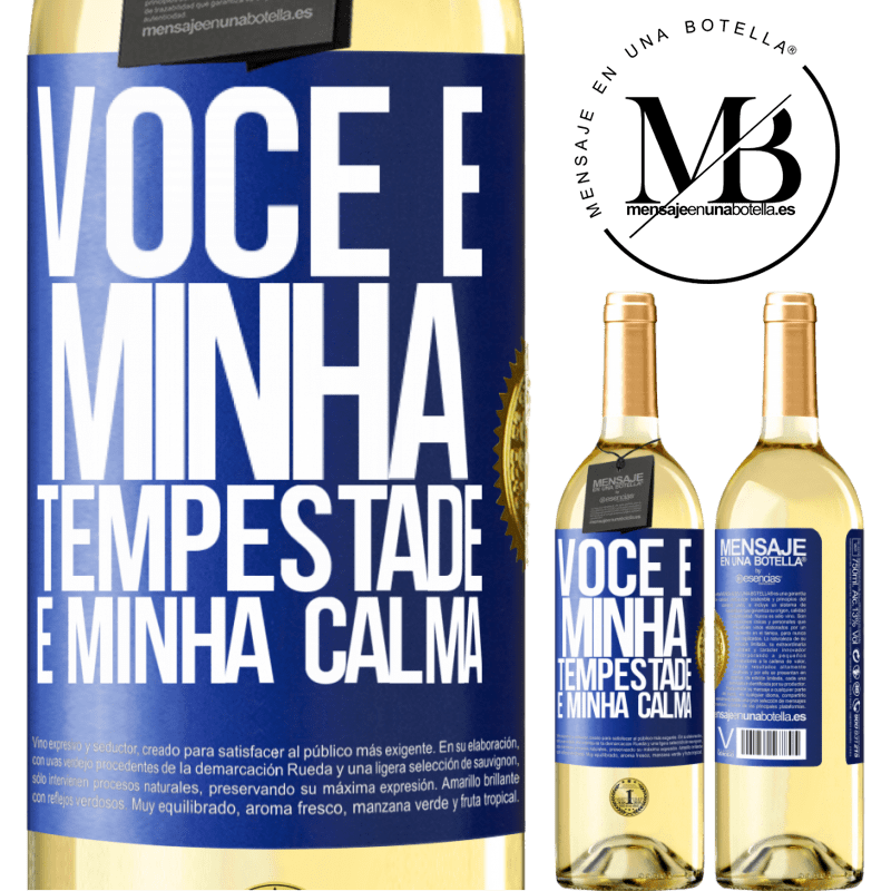 29,95 € Envio grátis | Vinho branco Edição WHITE Você é minha tempestade e minha calma Etiqueta Azul. Etiqueta personalizável Vinho jovem Colheita 2023 Verdejo