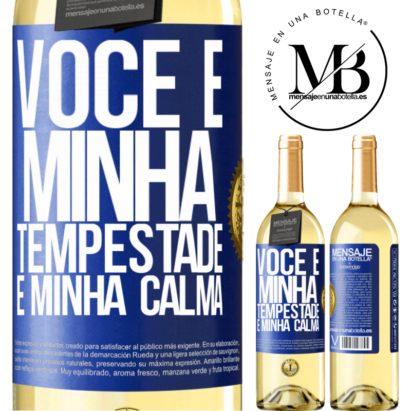 29,95 € Envio grátis | Vinho branco Edição WHITE Você é minha tempestade e minha calma Etiqueta Azul. Etiqueta personalizável Vinho jovem Colheita 2025 Verdejo