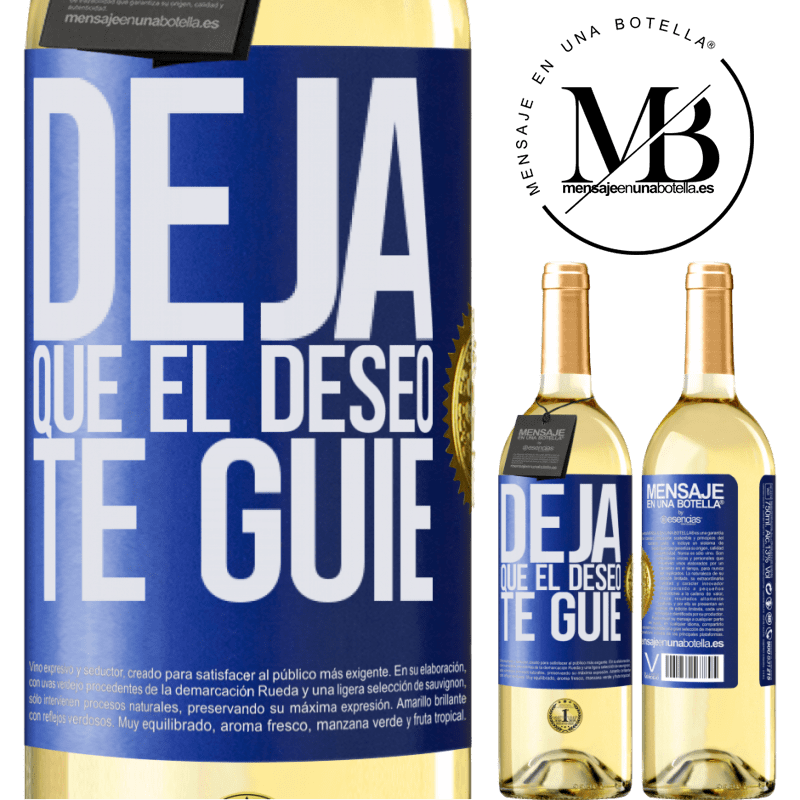 29,95 € Envío gratis | Vino Blanco Edición WHITE Deja que el deseo te guíe Etiqueta Azul. Etiqueta personalizable Vino joven Cosecha 2024 Verdejo