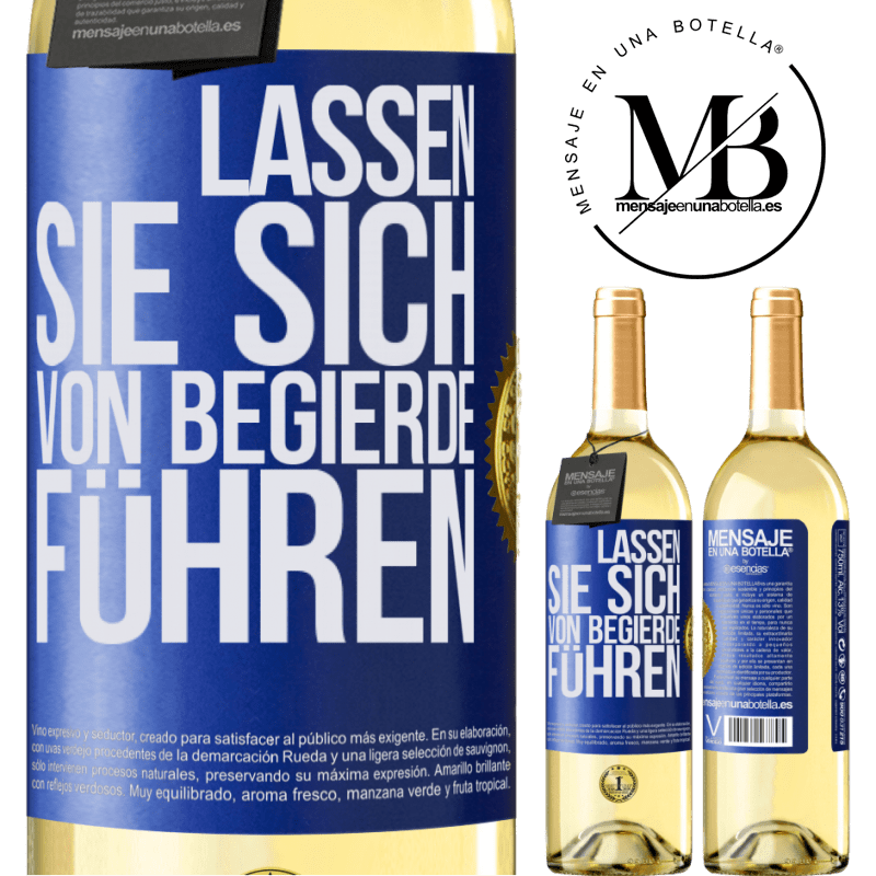 29,95 € Kostenloser Versand | Weißwein WHITE Ausgabe Lass dich von der Begierde leiten Blaue Markierung. Anpassbares Etikett Junger Wein Ernte 2024 Verdejo