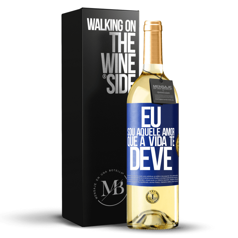 29,95 € Envio grátis | Vinho branco Edição WHITE Eu sou aquele amor que a vida te deve Etiqueta Azul. Etiqueta personalizável Vinho jovem Colheita 2025 Verdejo