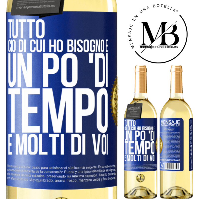 29,95 € Spedizione Gratuita | Vino bianco Edizione WHITE Tutto ciò di cui ho bisogno è un po 'di tempo e molti di voi Etichetta Blu. Etichetta personalizzabile Vino giovane Raccogliere 2023 Verdejo