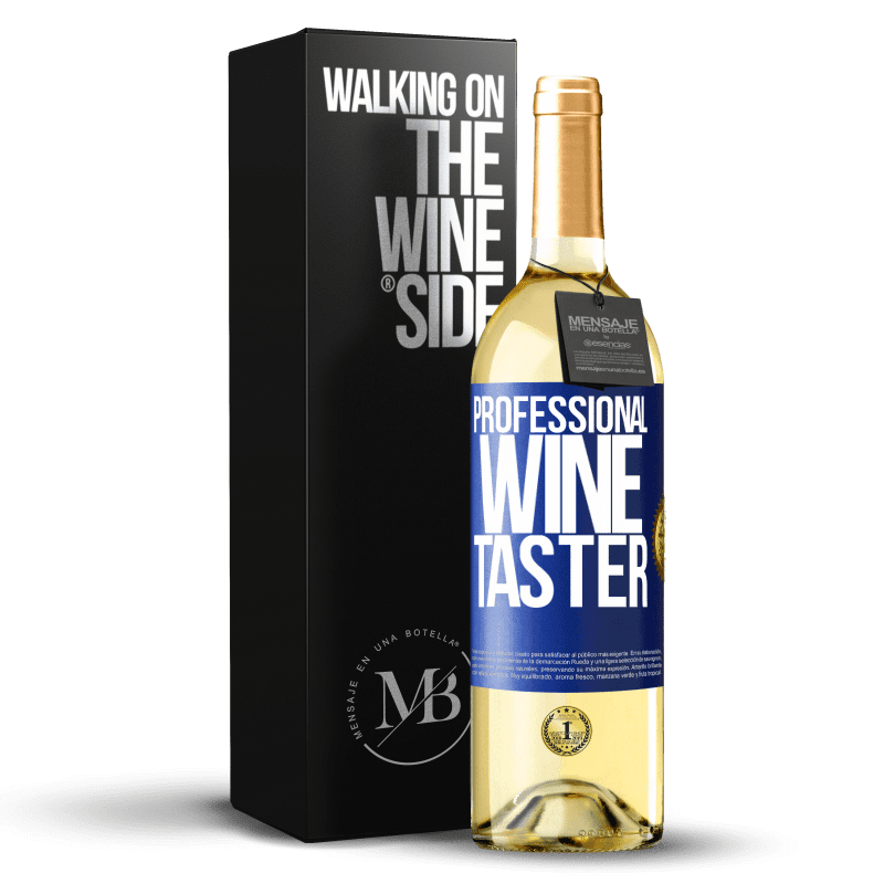 24,95 € Envoi gratuit | Vin blanc Édition WHITE Professional wine taster Étiquette Bleue. Étiquette personnalisable Vin jeune Récolte 2021 Verdejo