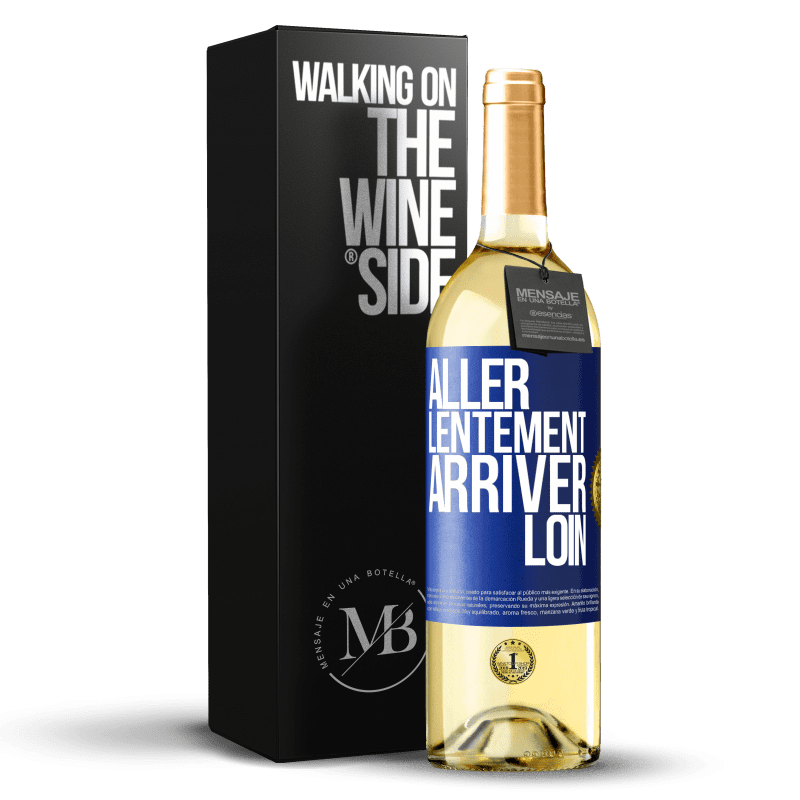 29,95 € Envoi gratuit | Vin blanc Édition WHITE Aller lentement. Arriver loin Étiquette Bleue. Étiquette personnalisable Vin jeune Récolte 2023 Verdejo