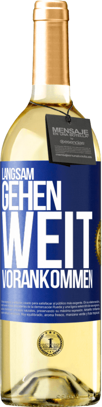 29,95 € Kostenloser Versand | Weißwein WHITE Ausgabe Langsam gehen. Weit vorankommen Blaue Markierung. Anpassbares Etikett Junger Wein Ernte 2023 Verdejo