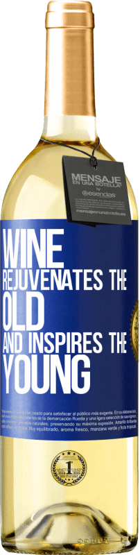 29,95 € | Белое вино Издание WHITE Вино омолаживает старое и вдохновляет молодых Синяя метка. Настраиваемая этикетка Молодое вино Урожай 2023 Verdejo
