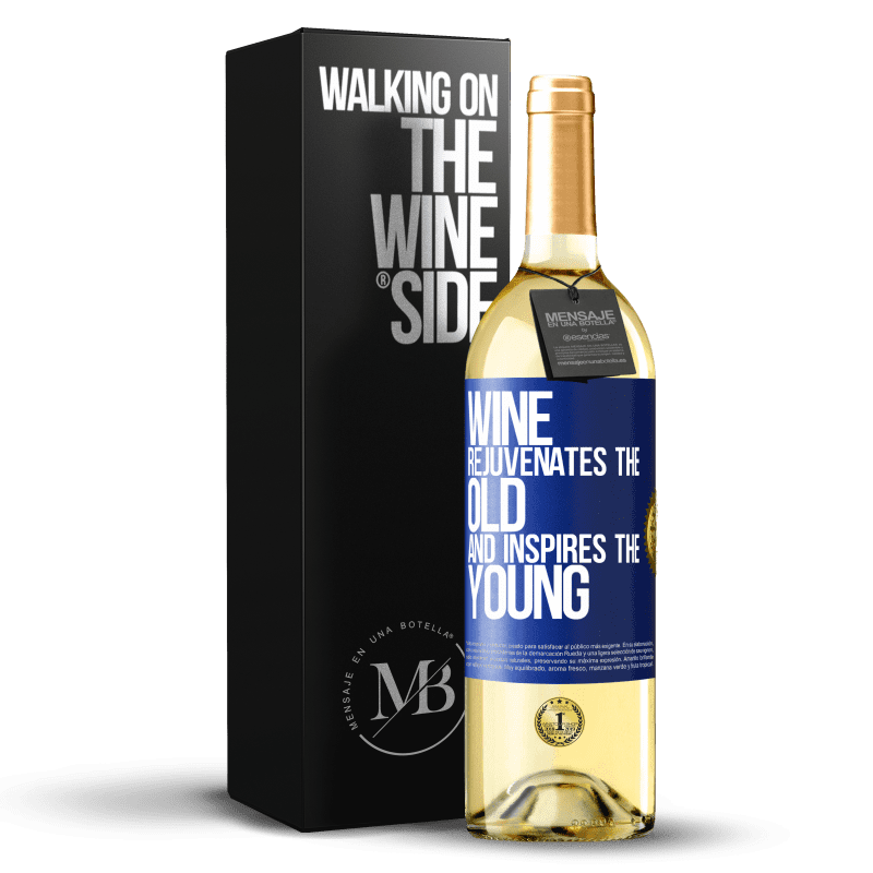 29,95 € Free Shipping | White Wine WHITE Edition Wine rejuvenates the old and inspires the young Blue Label. Customizable label Young wine Harvest 2024 Verdejo