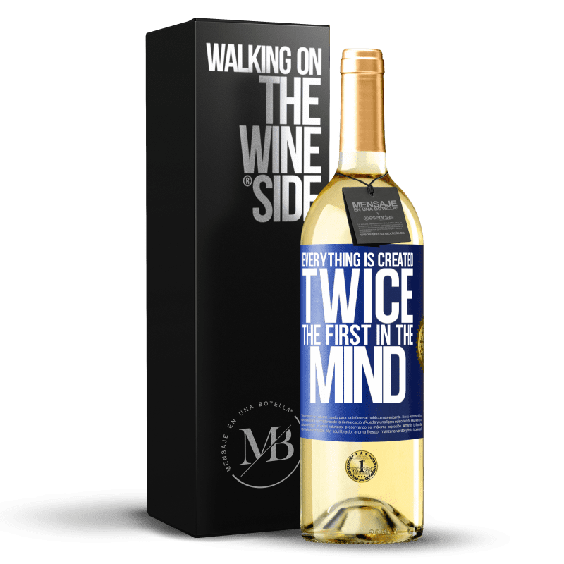 29,95 € Free Shipping | White Wine WHITE Edition Everything is created twice. The first in the mind Blue Label. Customizable label Young wine Harvest 2022 Verdejo