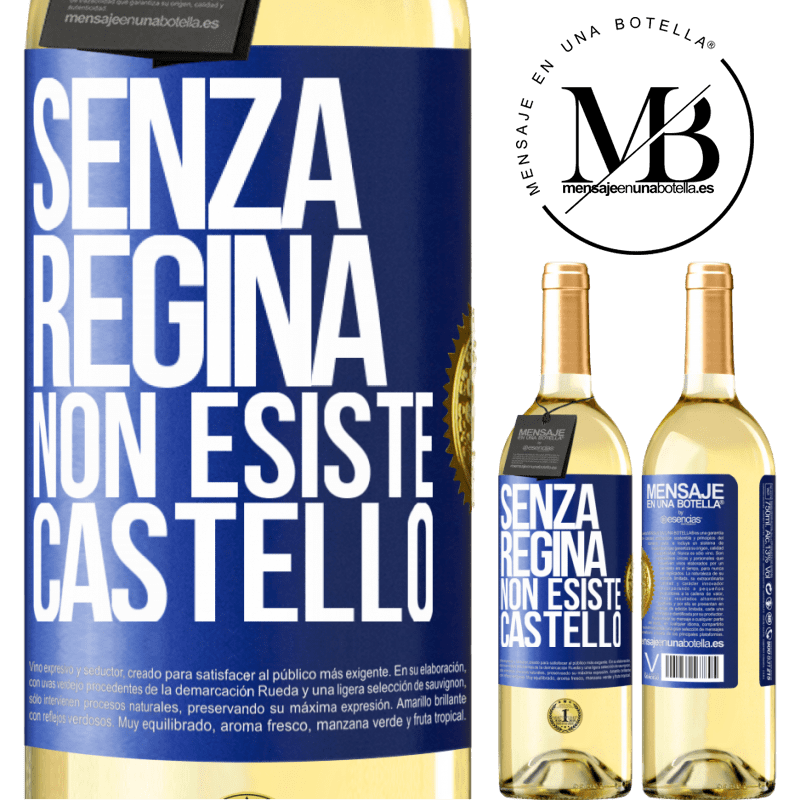 29,95 € Spedizione Gratuita | Vino bianco Edizione WHITE Senza regina, non esiste castello Etichetta Blu. Etichetta personalizzabile Vino giovane Raccogliere 2024 Verdejo