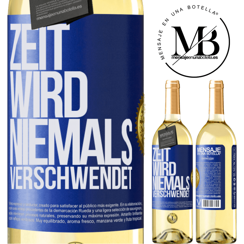 29,95 € Kostenloser Versand | Weißwein WHITE Ausgabe Zeit wird niemals verschwendet Blaue Markierung. Anpassbares Etikett Junger Wein Ernte 2023 Verdejo