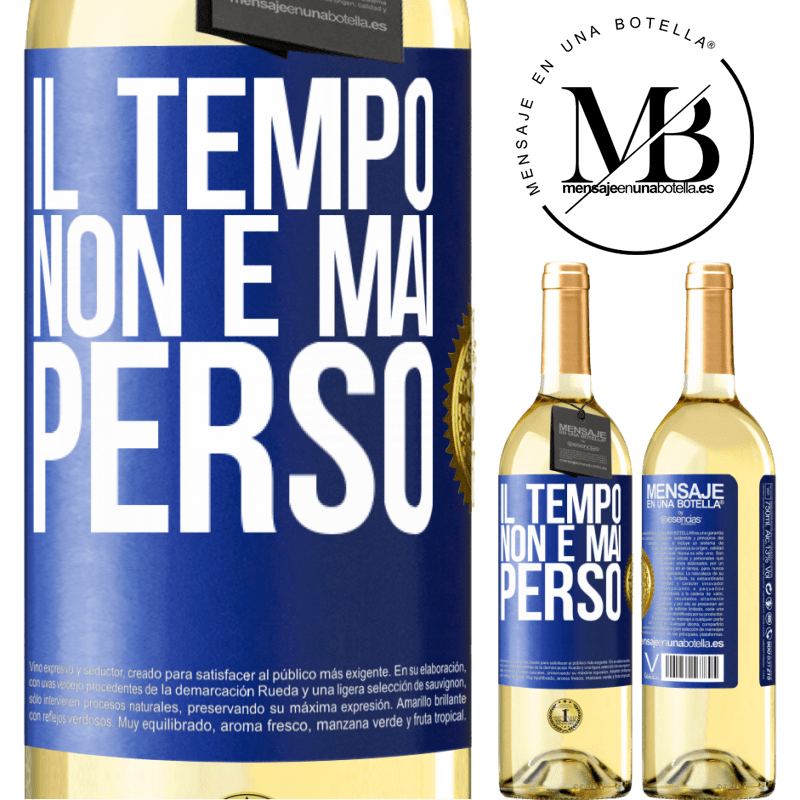 29,95 € Spedizione Gratuita | Vino bianco Edizione WHITE Il tempo non è mai perso Etichetta Blu. Etichetta personalizzabile Vino giovane Raccogliere 2023 Verdejo