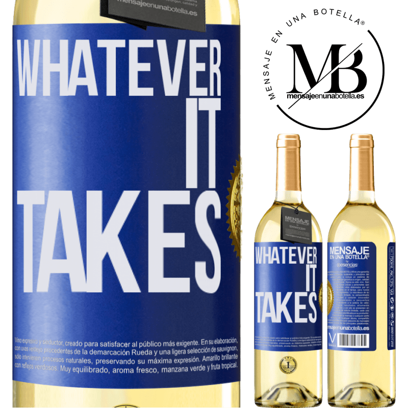 29,95 € Envoi gratuit | Vin blanc Édition WHITE Whatever it takes Étiquette Bleue. Étiquette personnalisable Vin jeune Récolte 2022 Verdejo