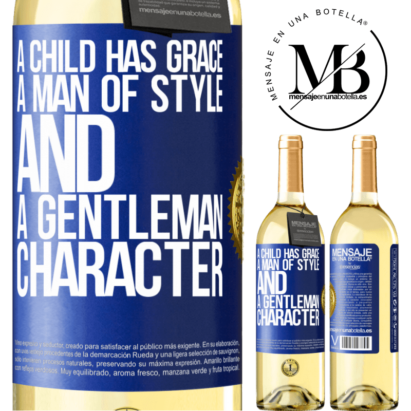 29,95 € Free Shipping | White Wine WHITE Edition A child has grace, a man of style and a gentleman, character Blue Label. Customizable label Young wine Harvest 2022 Verdejo