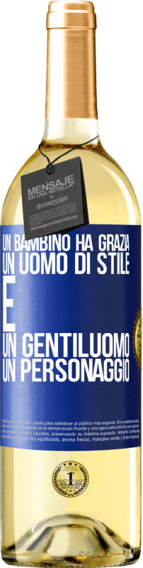 29,95 € | Vino bianco Edizione WHITE Un bambino ha grazia, un uomo di stile e un gentiluomo, un personaggio Etichetta Blu. Etichetta personalizzabile Vino giovane Raccogliere 2024 Verdejo