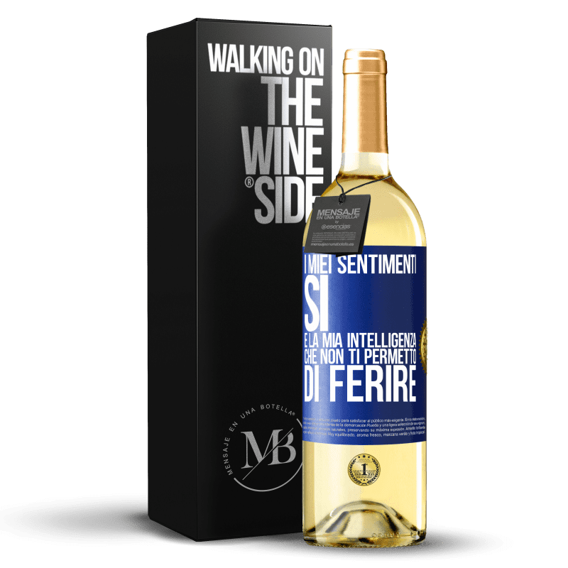 29,95 € Spedizione Gratuita | Vino bianco Edizione WHITE I miei sentimenti, sì. È la mia intelligenza che non ti permetto di ferire Etichetta Blu. Etichetta personalizzabile Vino giovane Raccogliere 2024 Verdejo