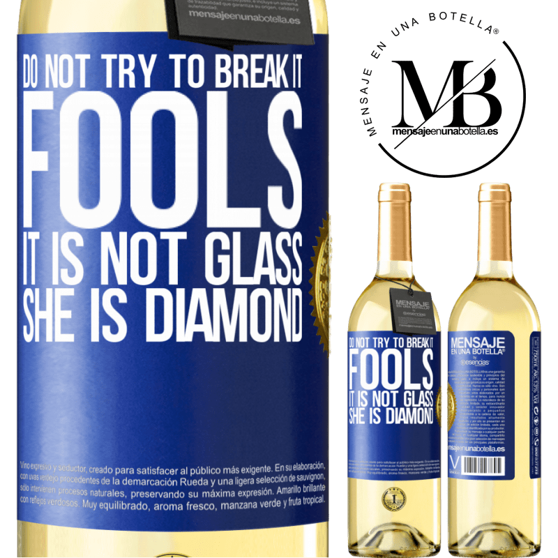 29,95 € Free Shipping | White Wine WHITE Edition Do not try to break it, fools, it is not glass. She is diamond Blue Label. Customizable label Young wine Harvest 2022 Verdejo