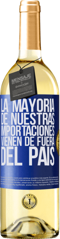 29,95 € | Vino Blanco Edición WHITE La mayoría de nuestras importaciones vienen de fuera del país Etiqueta Azul. Etiqueta personalizable Vino joven Cosecha 2023 Verdejo
