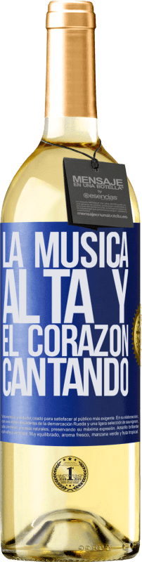 29,95 € | Vino Blanco Edición WHITE La música alta y el corazón cantando Etiqueta Azul. Etiqueta personalizable Vino joven Cosecha 2024 Verdejo