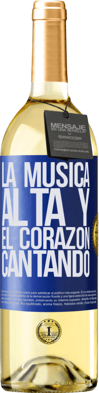29,95 € Envío gratis | Vino Blanco Edición WHITE La música alta y el corazón cantando Etiqueta Azul. Etiqueta personalizable Vino joven Cosecha 2025 Verdejo