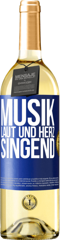 29,95 € Kostenloser Versand | Weißwein WHITE Ausgabe Musik laut und Herz singend Blaue Markierung. Anpassbares Etikett Junger Wein Ernte 2025 Verdejo