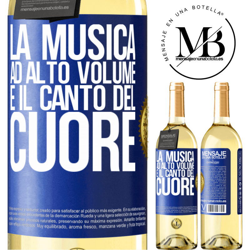 29,95 € Spedizione Gratuita | Vino bianco Edizione WHITE La musica ad alto volume e il canto del cuore Etichetta Blu. Etichetta personalizzabile Vino giovane Raccogliere 2023 Verdejo