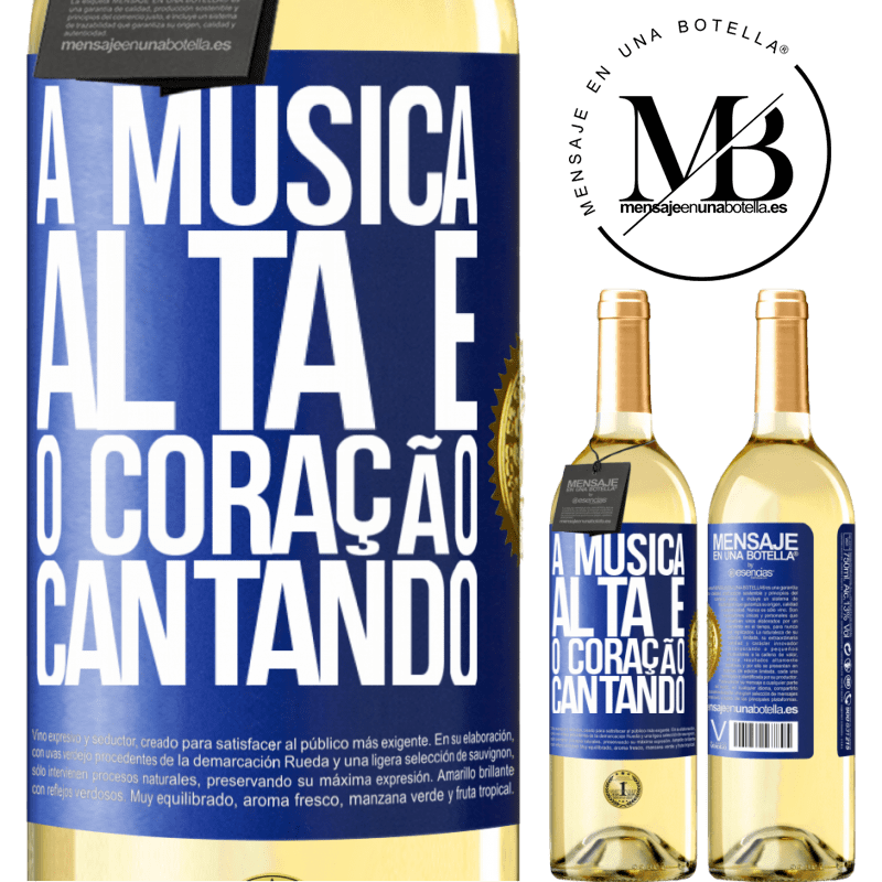 29,95 € Envio grátis | Vinho branco Edição WHITE A música alta e o coração cantando Etiqueta Azul. Etiqueta personalizável Vinho jovem Colheita 2023 Verdejo