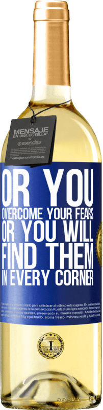 29,95 € Free Shipping | White Wine WHITE Edition Or you overcome your fears, or you will find them in every corner Blue Label. Customizable label Young wine Harvest 2024 Verdejo