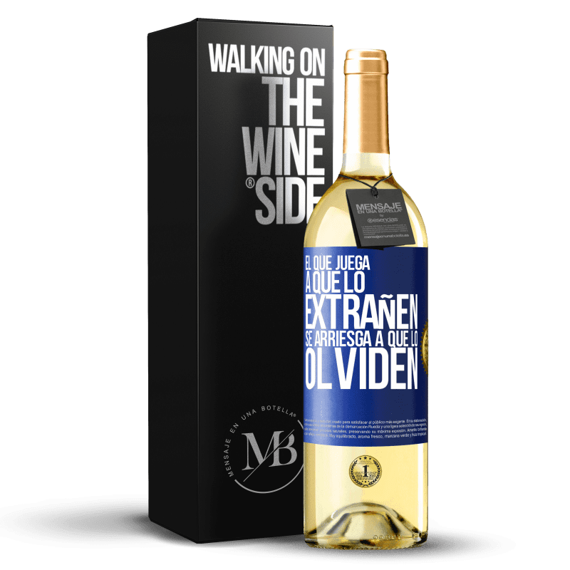 29,95 € Envoi gratuit | Vin blanc Édition WHITE Celui qui joue à manquer risque d'être oublié Étiquette Bleue. Étiquette personnalisable Vin jeune Récolte 2022 Verdejo