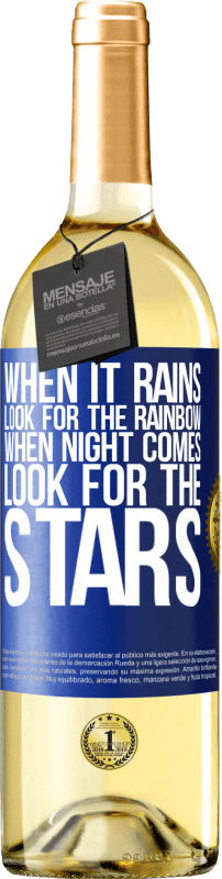 29,95 € | White Wine WHITE Edition When it rains, look for the rainbow, when night comes, look for the stars Blue Label. Customizable label Young wine Harvest 2023 Verdejo