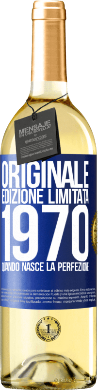 29,95 € Spedizione Gratuita | Vino bianco Edizione WHITE Originale. Edizione Limitata. 1970. Quando nasce la perfezione Etichetta Blu. Etichetta personalizzabile Vino giovane Raccogliere 2024 Verdejo