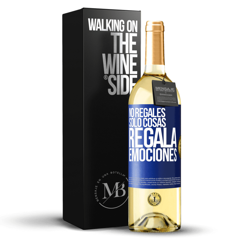 29,95 € Envío gratis | Vino Blanco Edición WHITE No regales sólo cosas, regala emociones Etiqueta Azul. Etiqueta personalizable Vino joven Cosecha 2022 Verdejo