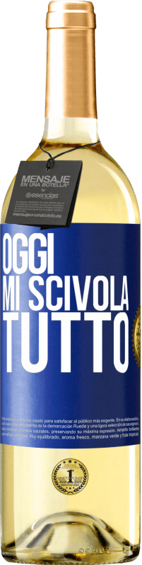 29,95 € Spedizione Gratuita | Vino bianco Edizione WHITE Oggi mi scivola tutto Etichetta Blu. Etichetta personalizzabile Vino giovane Raccogliere 2025 Verdejo