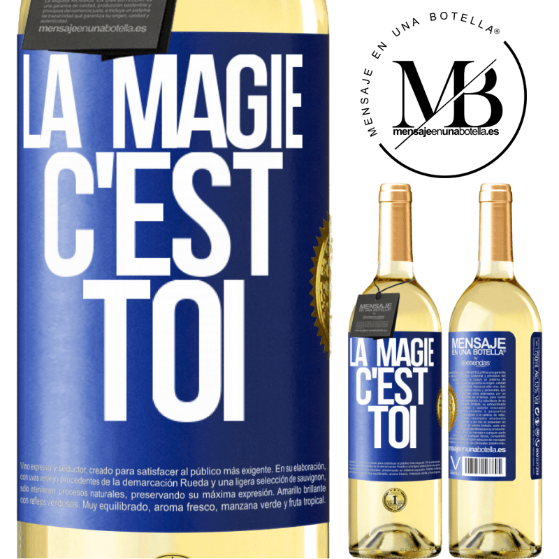 29,95 € Envoi gratuit | Vin blanc Édition WHITE La magie c'est toi Étiquette Bleue. Étiquette personnalisable Vin jeune Récolte 2024 Verdejo