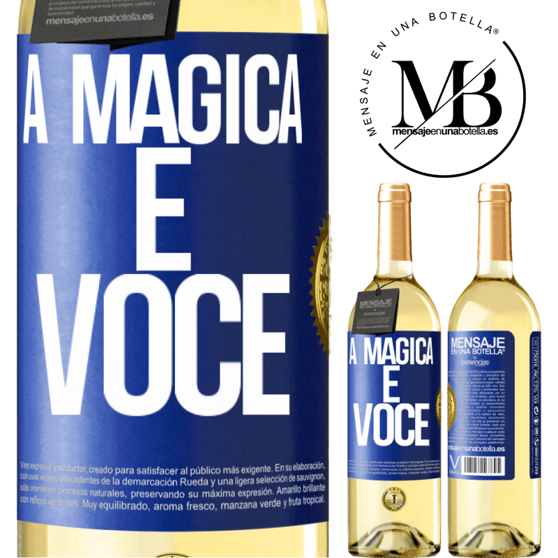 29,95 € Envio grátis | Vinho branco Edição WHITE A mágica é você Etiqueta Azul. Etiqueta personalizável Vinho jovem Colheita 2024 Verdejo