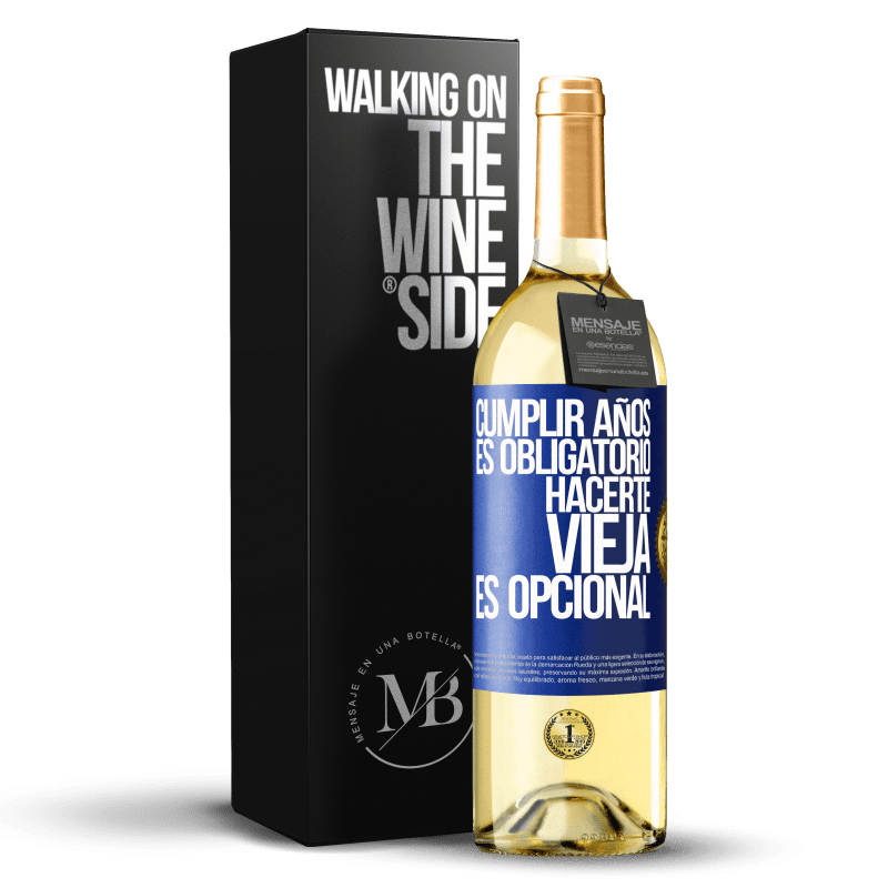 24,95 € Envoi gratuit | Vin blanc Édition WHITE L'âge de rotation est obligatoire, le vieillissement est facultatif Étiquette Bleue. Étiquette personnalisable Vin jeune Récolte 2021 Verdejo