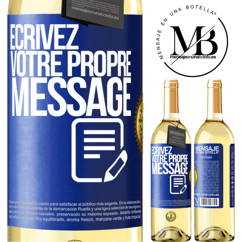 29,95 € Envoi gratuit | Vin blanc Édition WHITE Écrivez votre propre message Étiquette Bleue. Étiquette personnalisable Vin jeune Récolte 2022 Verdejo
