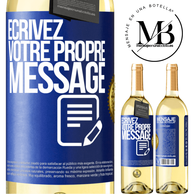 29,95 € Envoi gratuit | Vin blanc Édition WHITE Écrivez votre propre message Étiquette Bleue. Étiquette personnalisable Vin jeune Récolte 2024 Verdejo