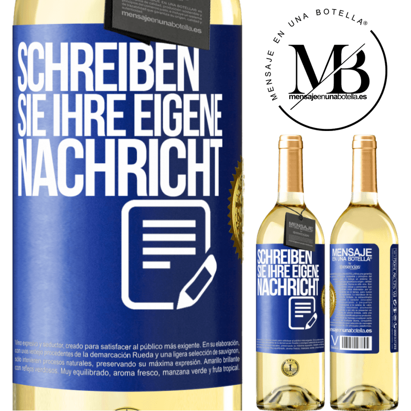 29,95 € Kostenloser Versand | Weißwein WHITE Ausgabe Schreib deine eigene Nachricht Blaue Markierung. Anpassbares Etikett Junger Wein Ernte 2024 Verdejo