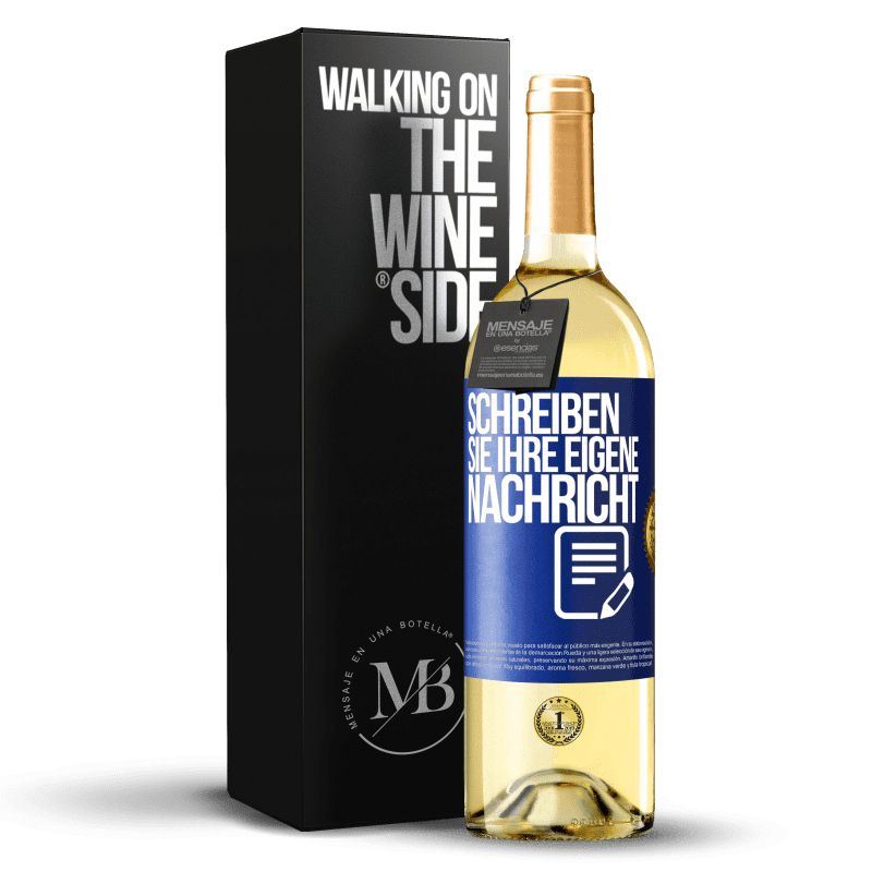 29,95 € Kostenloser Versand | Weißwein WHITE Ausgabe Schreib deine eigene Nachricht Blaue Markierung. Anpassbares Etikett Junger Wein Ernte 2023 Verdejo