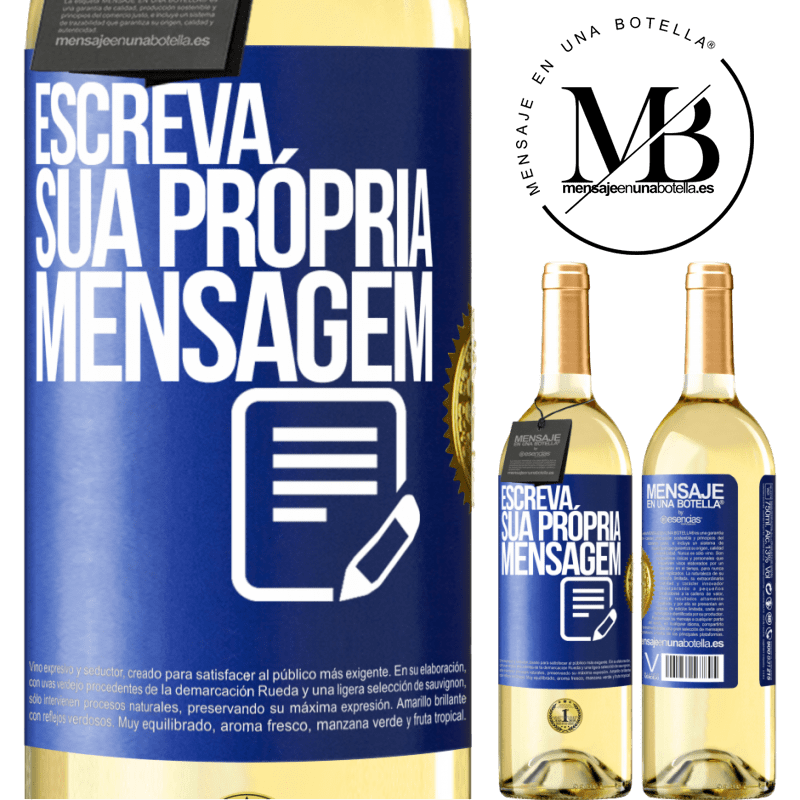 29,95 € Envio grátis | Vinho branco Edição WHITE Escreva sua própria mensagem Etiqueta Azul. Etiqueta personalizável Vinho jovem Colheita 2024 Verdejo