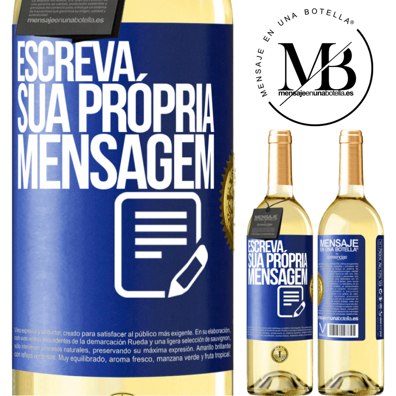 29,95 € Envio grátis | Vinho branco Edição WHITE Escreva sua própria mensagem Etiqueta Azul. Etiqueta personalizável Vinho jovem Colheita 2025 Verdejo