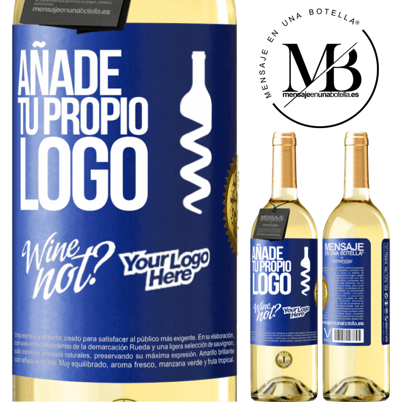 29,95 € Envío gratis | Vino Blanco Edición WHITE Añade tu propio logo Etiqueta Azul. Etiqueta personalizable Vino joven Cosecha 2024 Verdejo