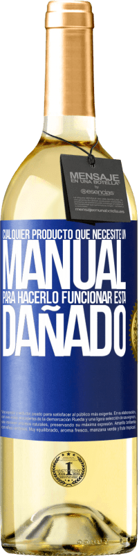 Envío gratis | Vino Blanco Edición WHITE Cualquier producto que necesite un manual para hacerlo funcionar, está dañado Etiqueta Azul. Etiqueta personalizable Vino joven Cosecha 2023 Verdejo