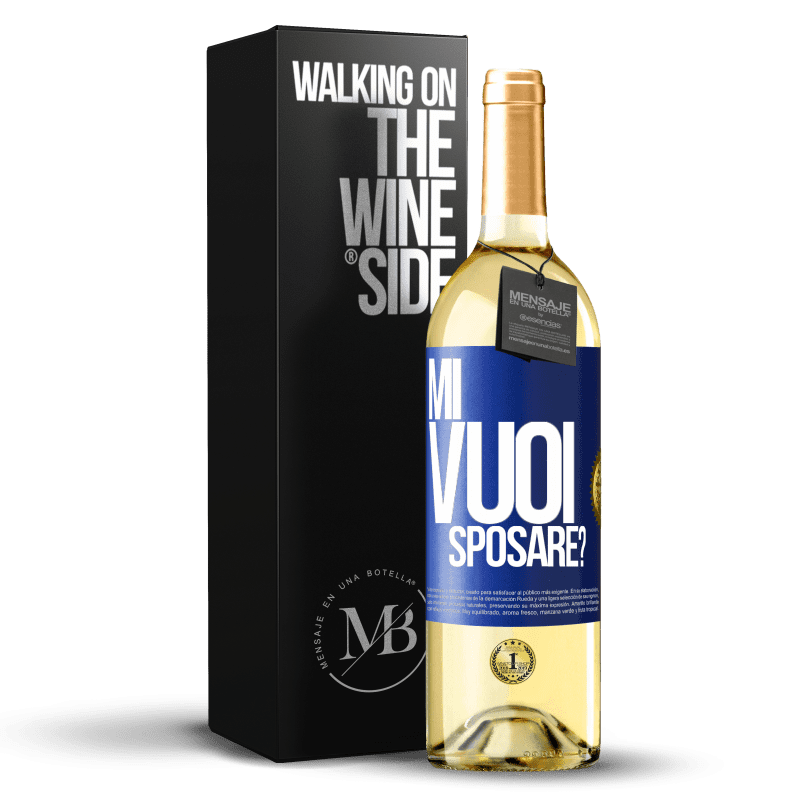 29,95 € Spedizione Gratuita | Vino bianco Edizione WHITE Mi vuoi sposare? Etichetta Blu. Etichetta personalizzabile Vino giovane Raccogliere 2023 Verdejo