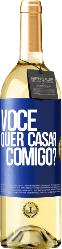 Envio grátis | Vinho branco Edição WHITE Você quer casar comigo? Etiqueta Azul. Etiqueta personalizável Vinho jovem Colheita 2023 Verdejo