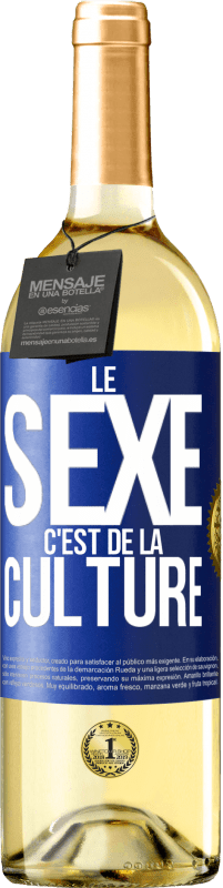 Envoi gratuit | Vin blanc Édition WHITE Le sexe c'est de la culture Étiquette Bleue. Étiquette personnalisable Vin jeune Récolte 2023 Verdejo