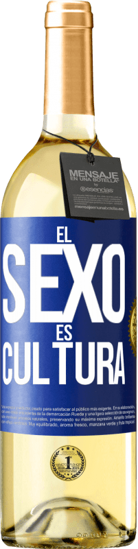 Envío gratis | Vino Blanco Edición WHITE El sexo es cultura Etiqueta Azul. Etiqueta personalizable Vino joven Cosecha 2023 Verdejo