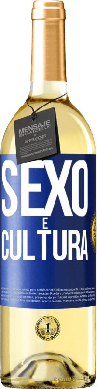 Envio grátis | Vinho branco Edição WHITE Sexo é cultura Etiqueta Azul. Etiqueta personalizável Vinho jovem Colheita 2023 Verdejo