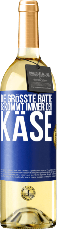 Kostenloser Versand | Weißwein WHITE Ausgabe Die größte Ratte bekommt immer den Käse Blaue Markierung. Anpassbares Etikett Junger Wein Ernte 2023 Verdejo