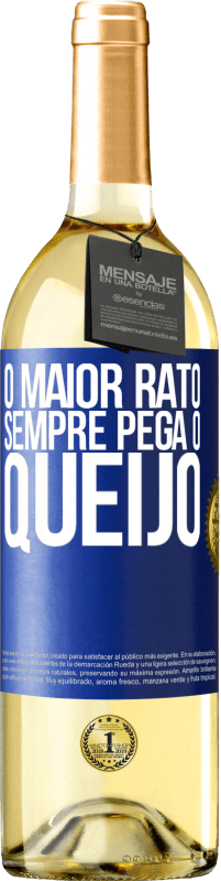 Envio grátis | Vinho branco Edição WHITE O maior rato sempre pega o queijo Etiqueta Azul. Etiqueta personalizável Vinho jovem Colheita 2023 Verdejo